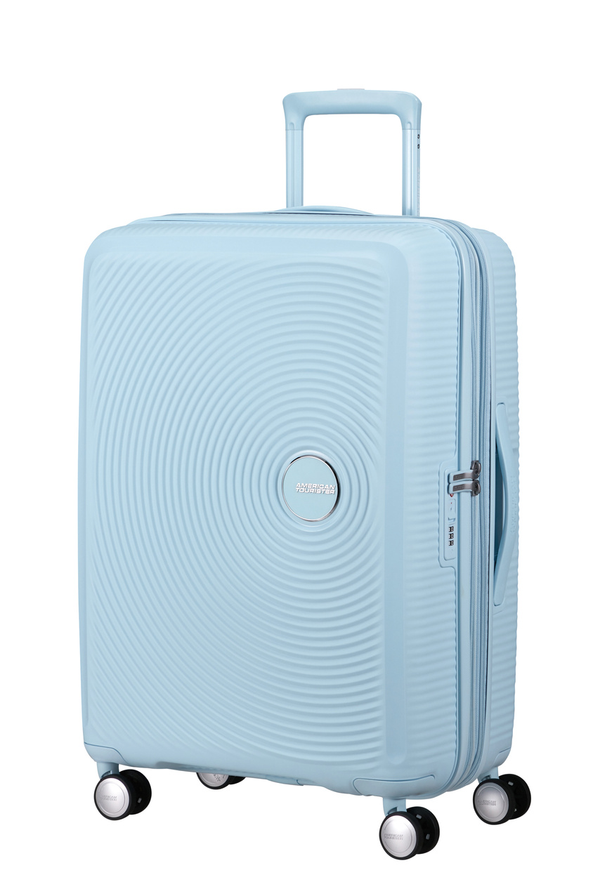 American Tourister Soundbox 67cm Koffer, vergrößerbar, hellblau