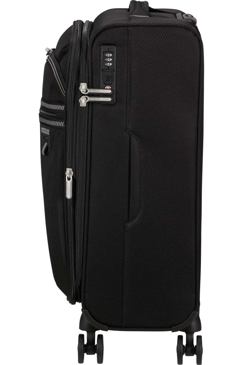 American Tourister Aerospin 55 cm schwarzer Kabinenkoffer, erweitert