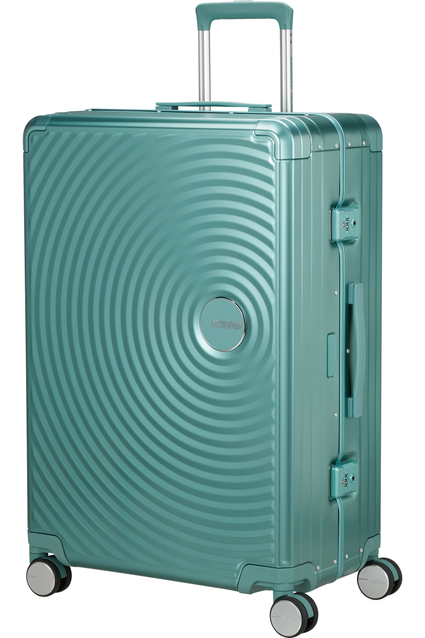 Walizka American Tourister Soundbox Alu 77cm turkusowa