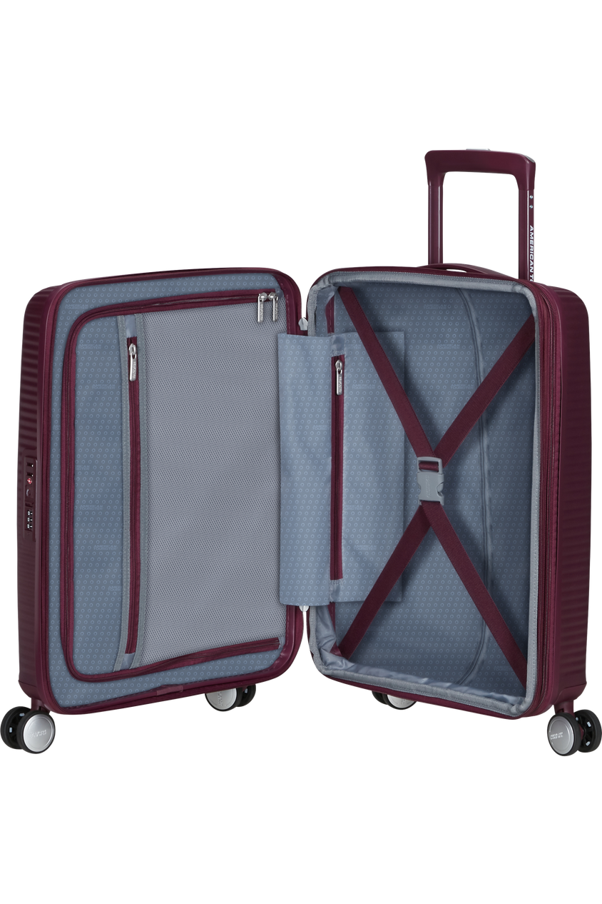 Walizka kabinowa American Tourister Soundbox 55 cm powiększana wiśniowa