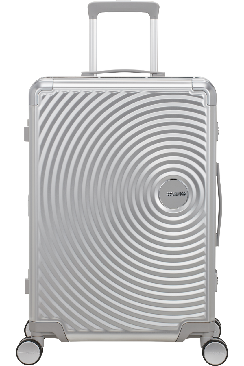 Walizka American Tourister Soundbox Alu 68cm srebrna