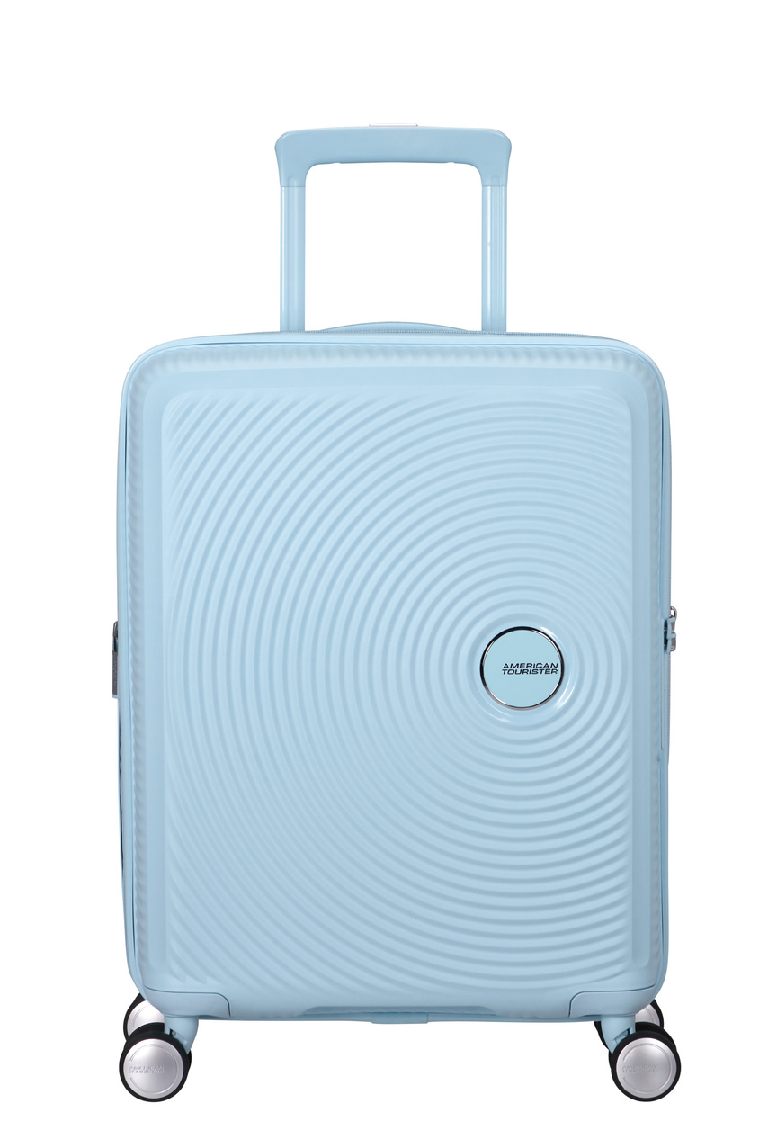 Walizka kabinowa American Tourister Soundbox 55cm powiększana niebieska jasna