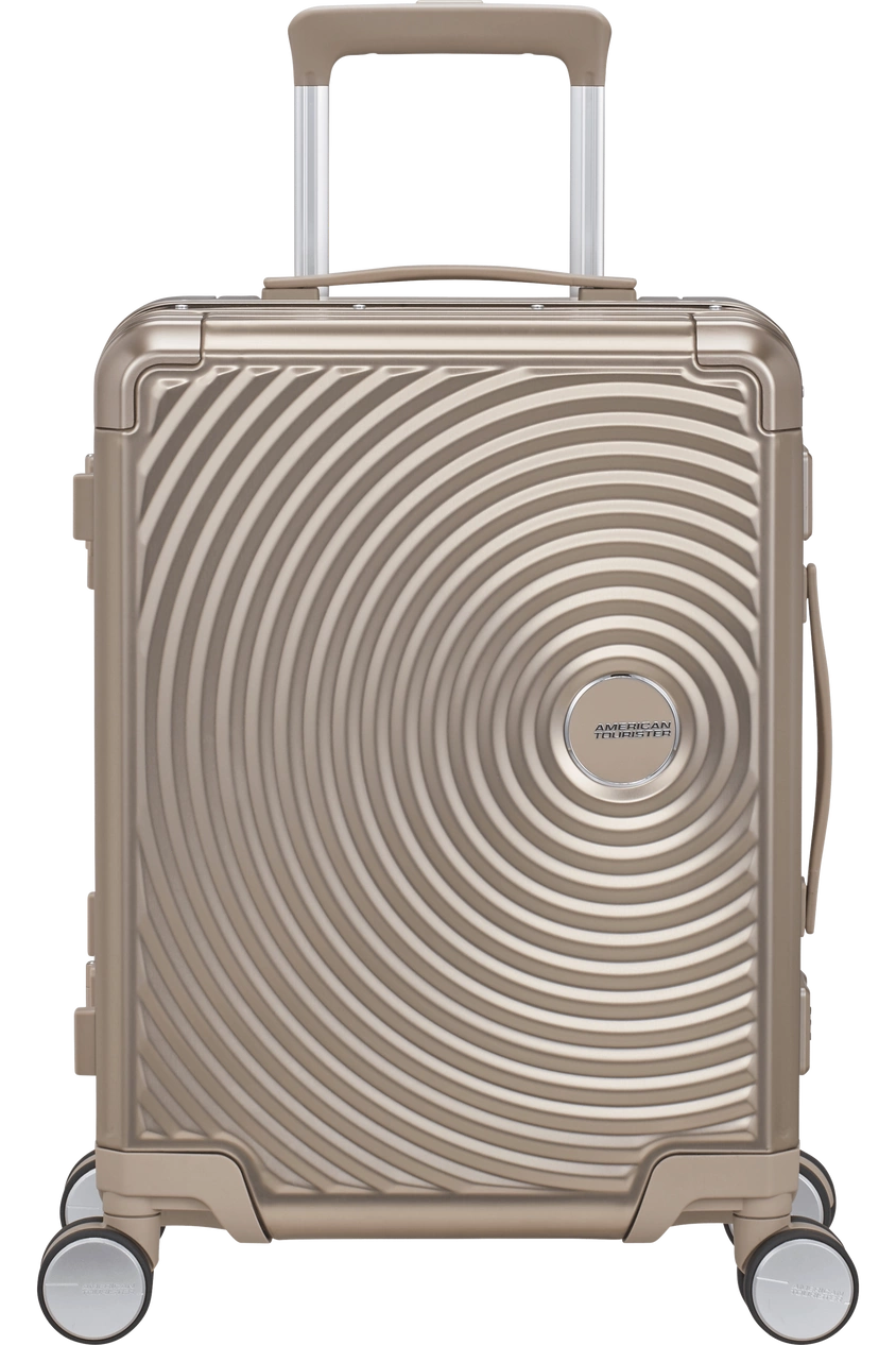 Walizka kabinowa American Tourister Soundbox Alu 55cm brązowa