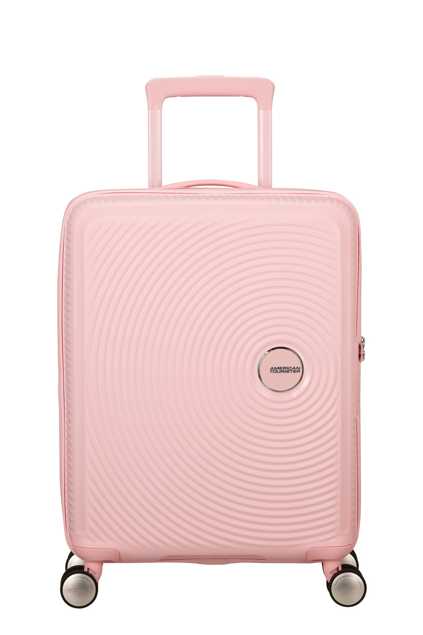 Walizka kabinowa American Tourister Soundbox 55cm powiększana różowa jasna