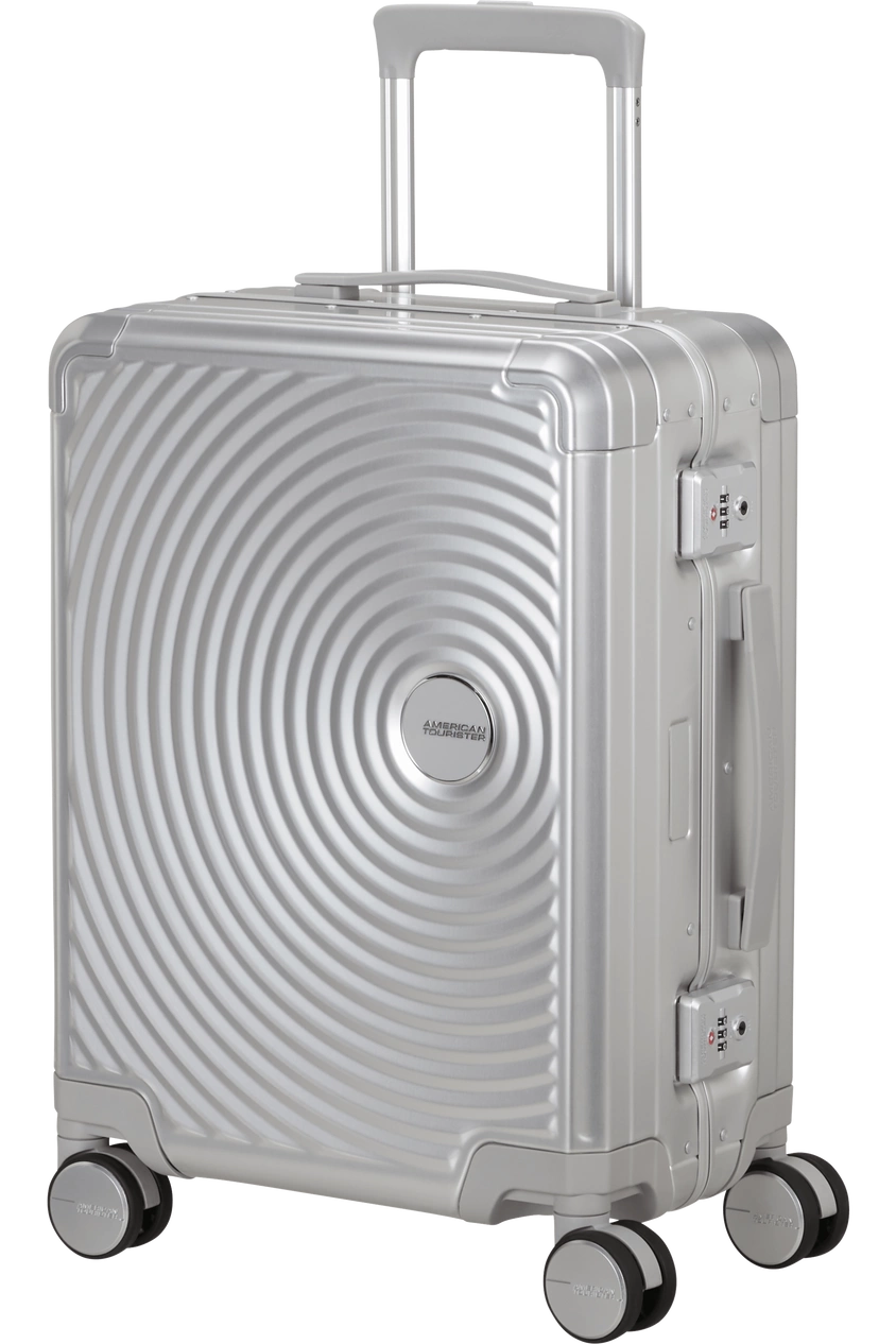  American Tourister Soundbox Alu 55cm Silber Kabinenkoffer