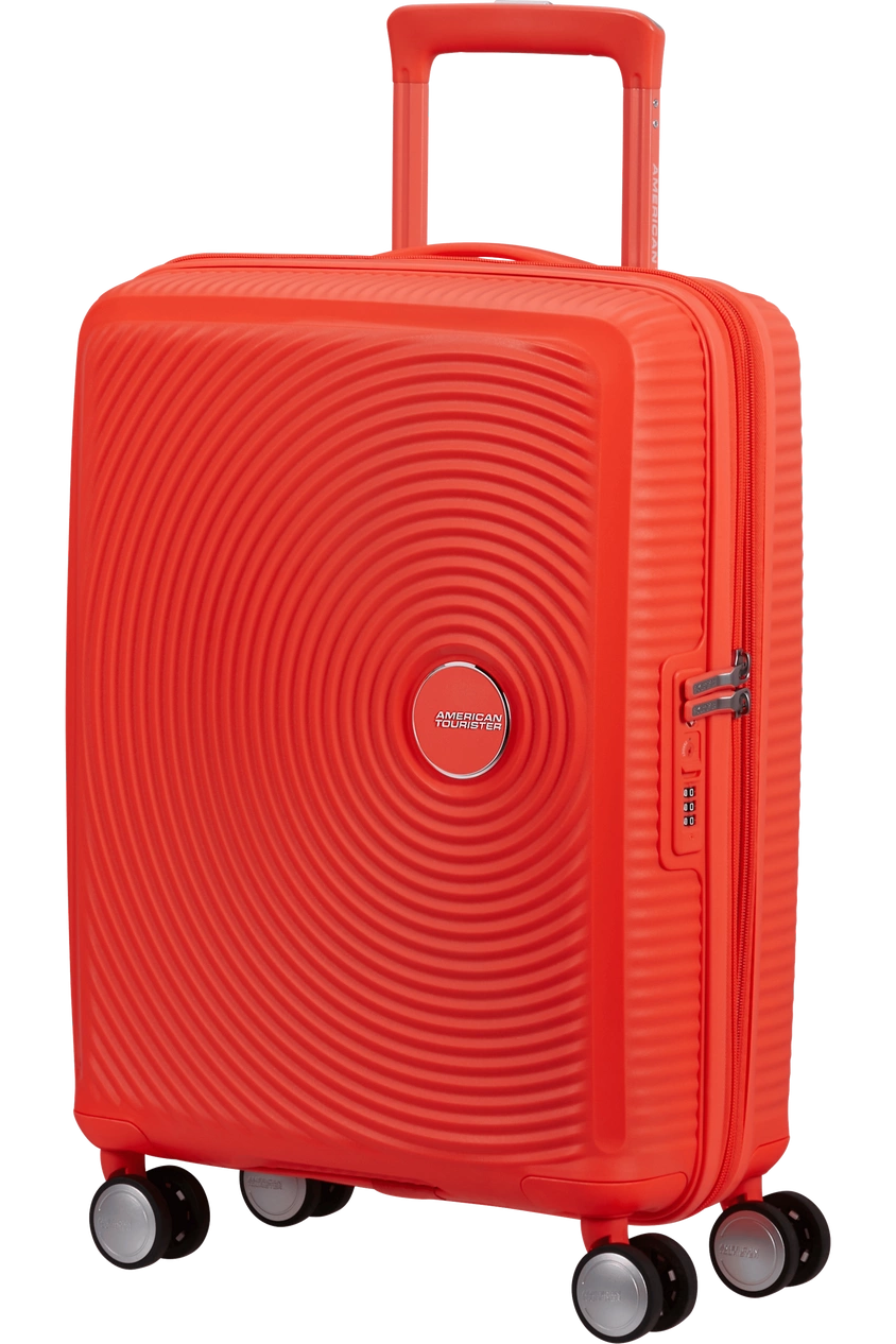 Walizka kabinowa American Tourister Soundbox 55 cm powiększana pomarańczowa