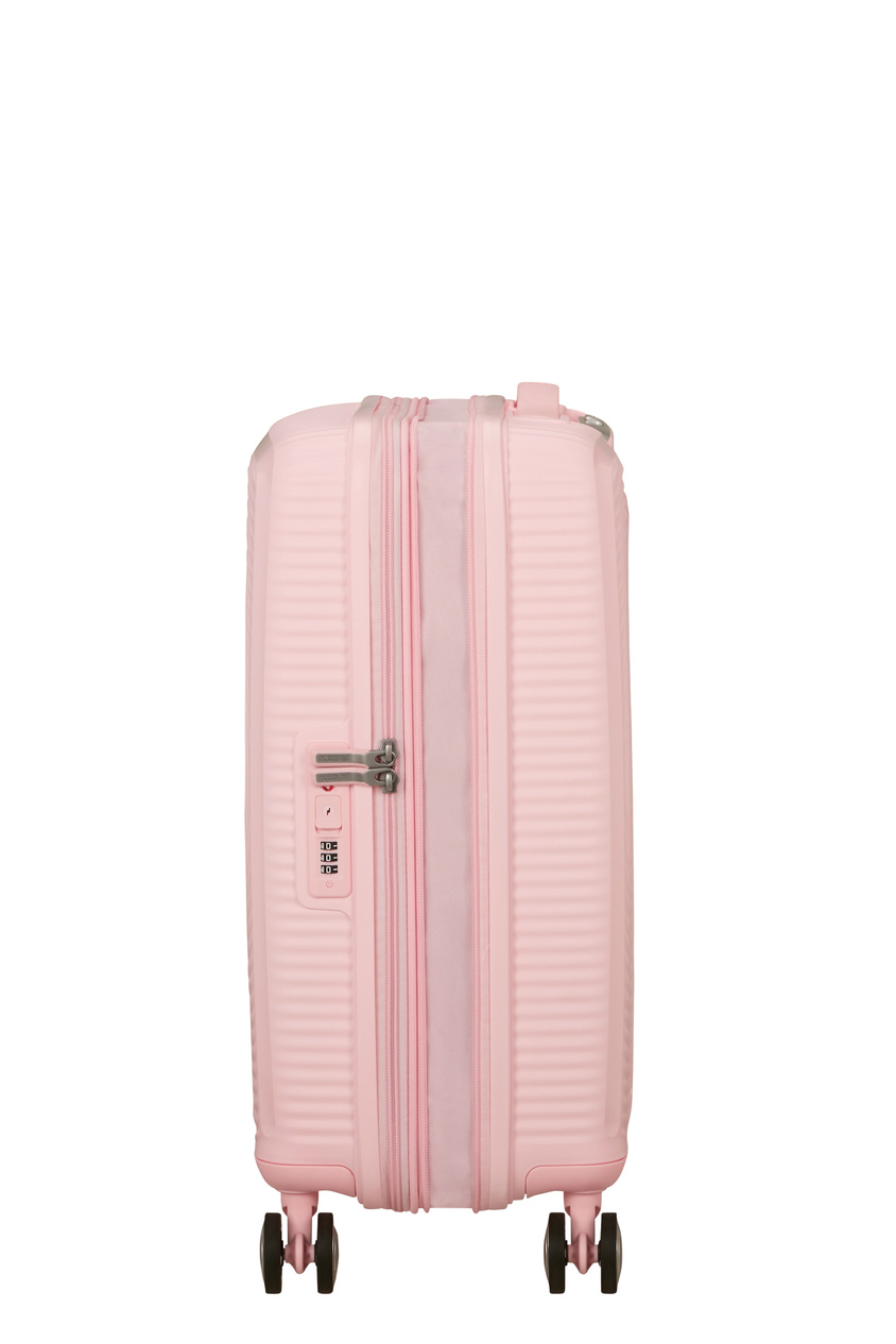 Walizka kabinowa American Tourister Soundbox 55cm powiększana różowa jasna