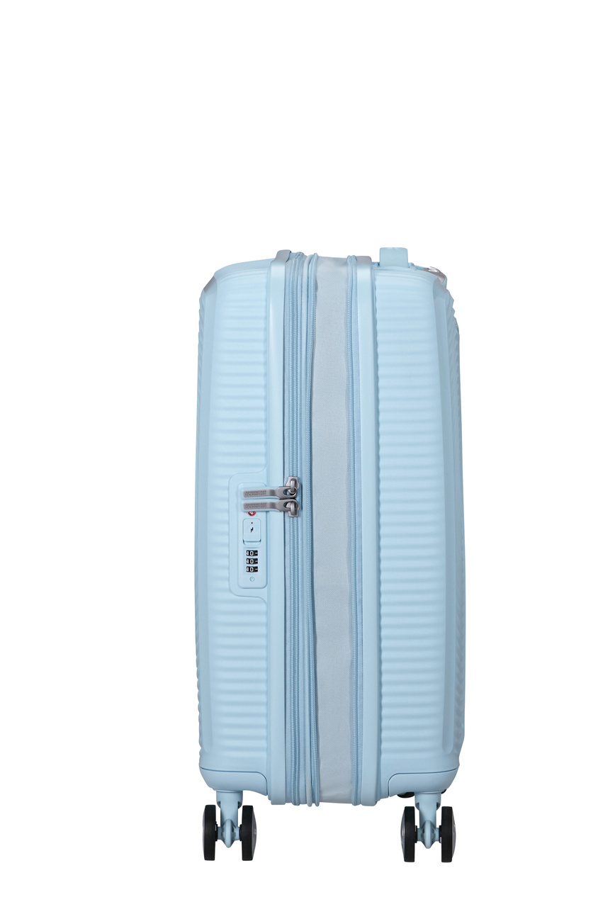 Walizka kabinowa American Tourister Soundbox 55cm powiększana niebieska jasna