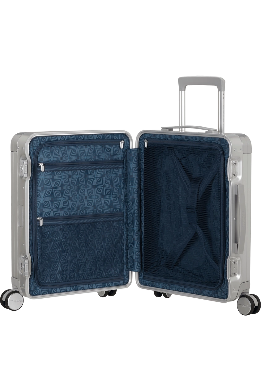 American Tourister Soundbox Alu 55cm Silber Kabinenkoffer