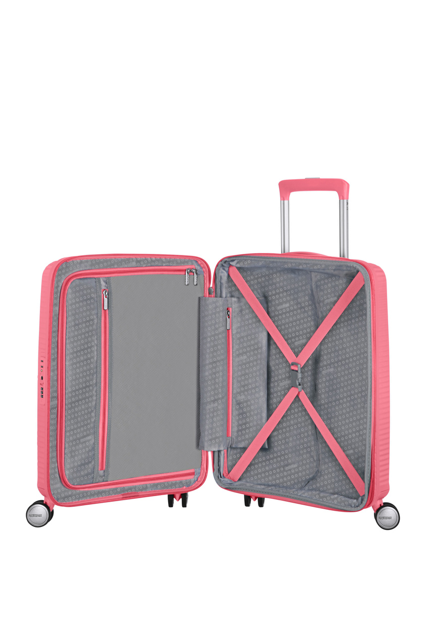 Walizka kabinowa American Tourister Soundbox 55cm powiększana różowa