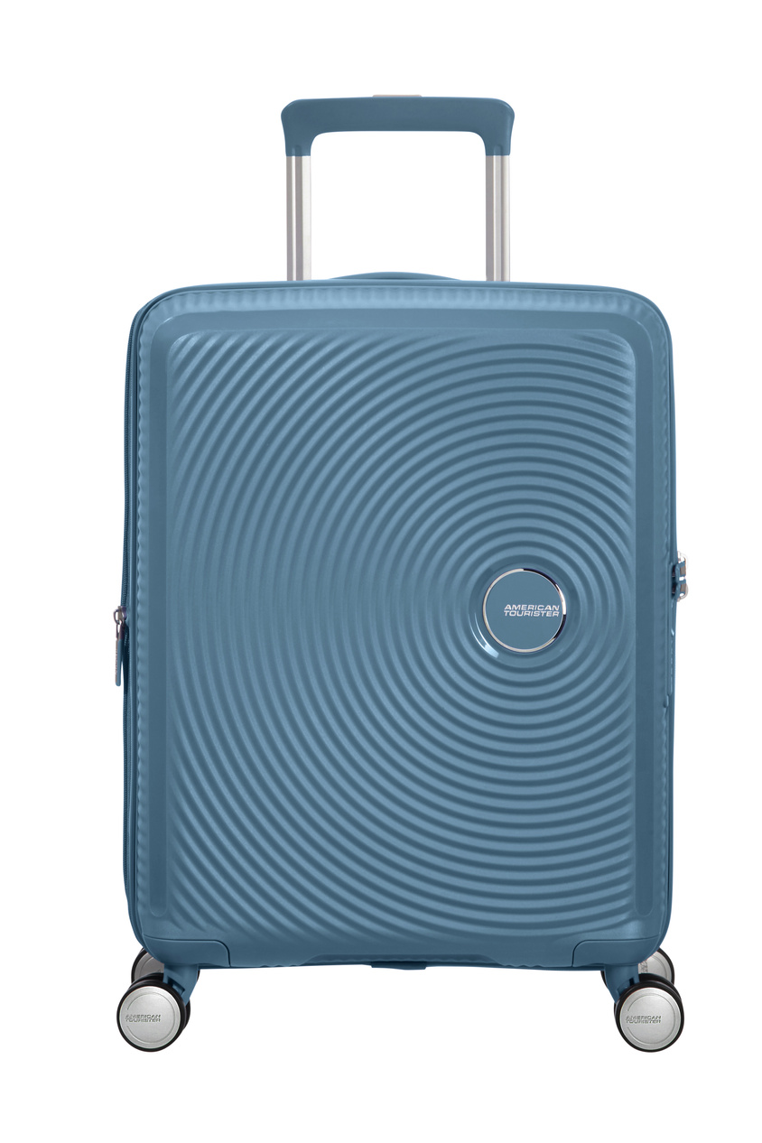 Walizka kabinowa American Tourister Soundbox 55cm powiększana niebieska