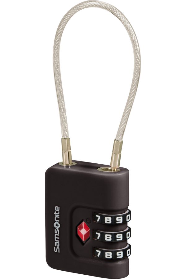 Kłódka kablowa 3-cyfrowa TSA Samsonite czarna