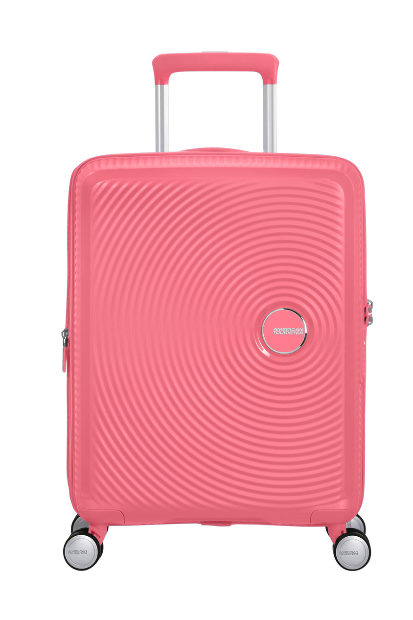 Walizka kabinowa American Tourister Soundbox 55cm powiększana różowa