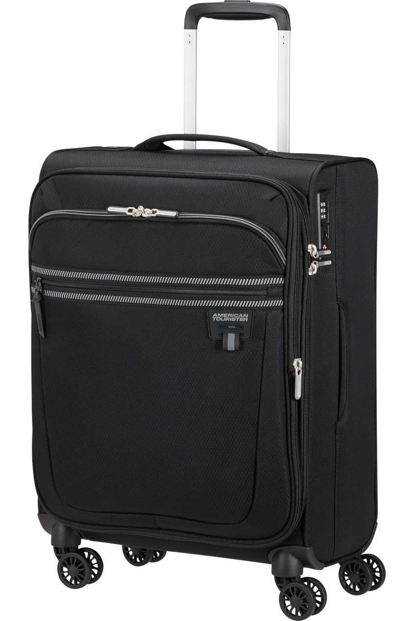 American Tourister Aerospin 55 cm schwarzer Kabinenkoffer, erweitert